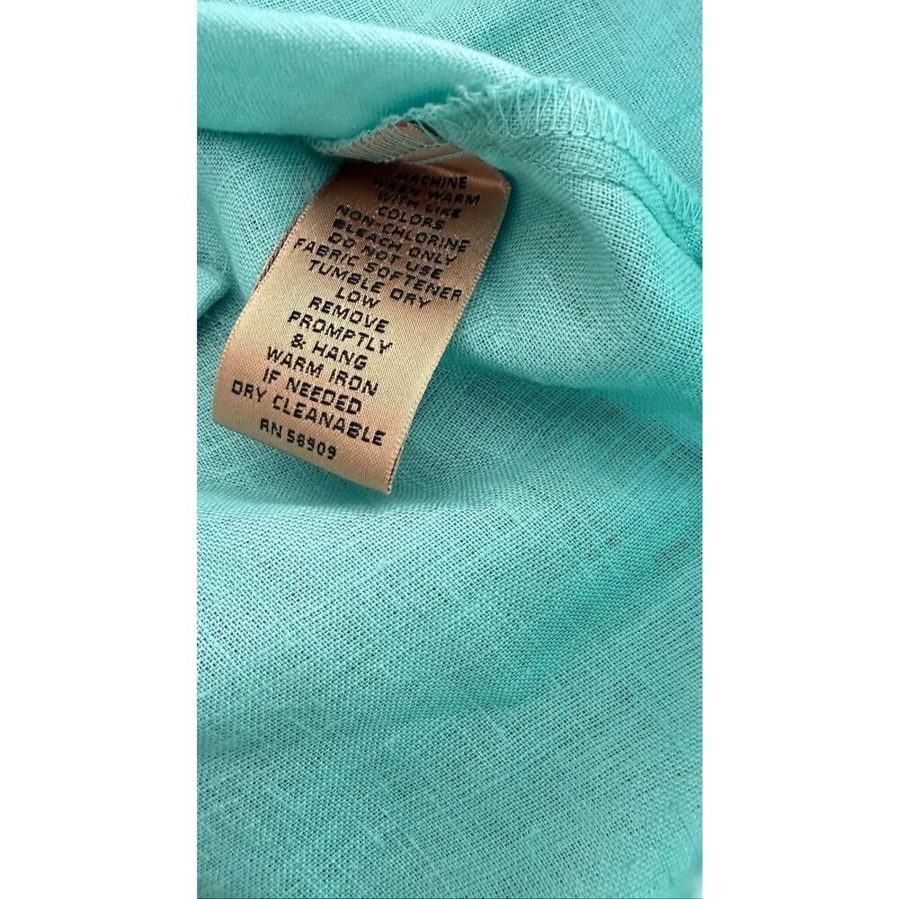 Investments Petites Gold Label 100% Linen Button Up Shirt - Mint Green - 10P - Picture 4 of 7